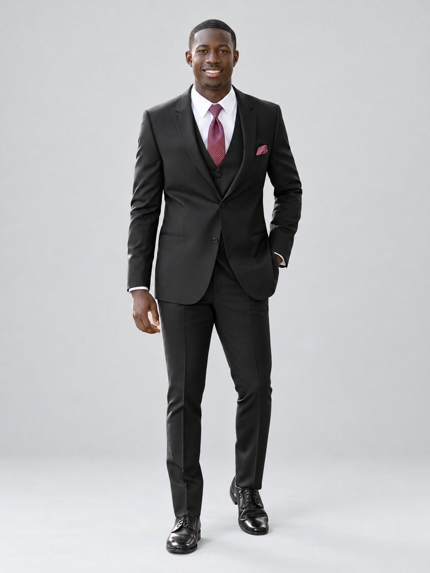 Man in a black three-piece suit