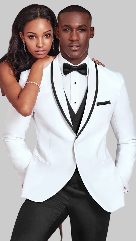 White & Black Slim Fit Tuxedo